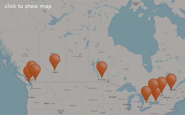 Map of Canada outlet locations