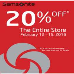 Coupon for: Save at Samsonite store (Canada One Factory Outlets)