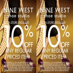 Coupon for: Nine West Shoe Studio 10% off any regular priced item