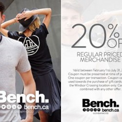 Coupon for: Windsor Crossing - Bench - 20% off regular priced merchandise