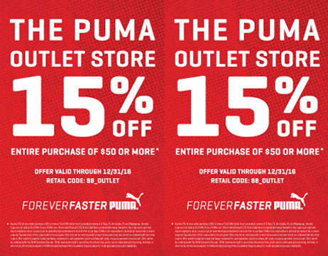 Coupon/deal: Puma, Apr 19, 2016 - Windsor Crossing Premium Outlets - Puma - 15% off entire ...