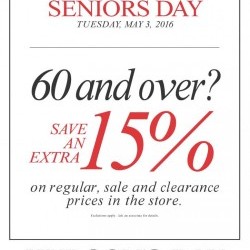 Coupon for: METROPOLIS AT METROTOWN - HUDSON'S BAY - SENIORS DAY