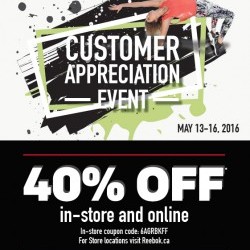 Coupon for: Reebok/Rockport in Heartland Town Centre - 40% OFF IN-STORE