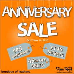 Coupon for: Midtown Plaza - 45TH ANNIVERSARY SALE AT BOUTIQUE OF LEATHERS!