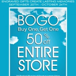 Coupon for: Midtown Plaza - BUY ONE, GET ONE 50% OFF THE ENTIRE STORE AT SEARS PERSONALIZED GIFTS