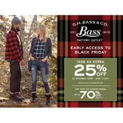 Coupon for: Fashion Outlets Niagara Falls - BASS FACTORY OUTLET - EVERYTHING UP TO 70% OFF + FOOTWEAR BOGO 50% OFF