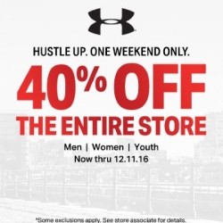 Coupon for: Toronto Premium Outlets - Under Armour - 40% OFF EVERYTHING, THIS WEEKEND ONLY