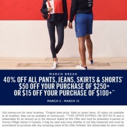 Coupon for: Toronto Premium Outlets - Tommy Hilfiger - March break