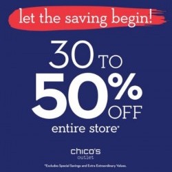 Coupon for: Fashion Outlets Niagara Falls - 30 to 50% off Entire Store at Chico's
