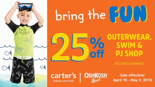 Coupon/deal: Carter&#39;s Oshkosh, Apr 23, 2018 - Canada One Outlets - Carter&#39;s OshKosh - Bring on ...